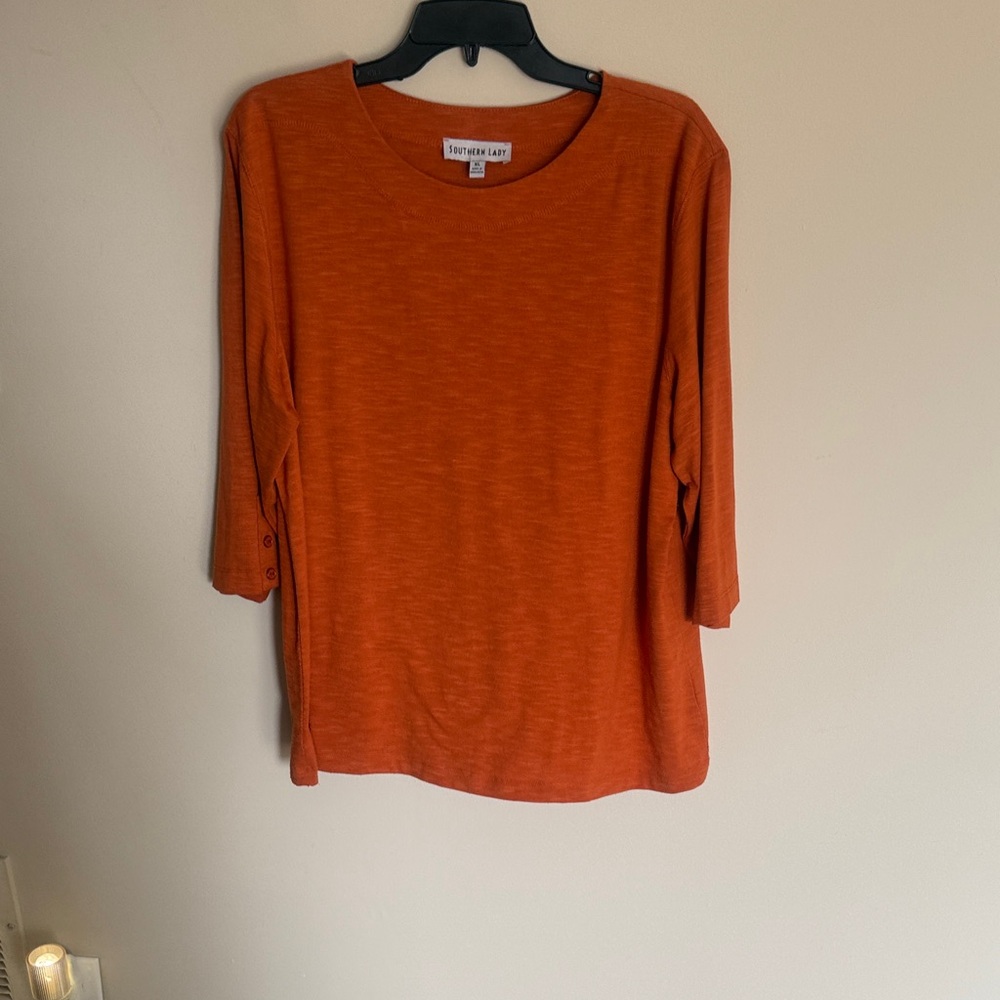Southern Lady Rust Orange Long Sleeve Knit Top